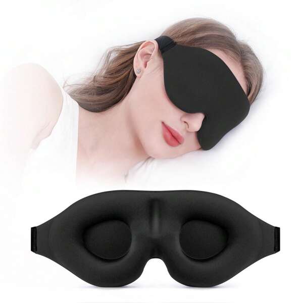 1 pieza Máscara para dormir 3D, máscara de ojos negra contorneada para siesta, útil para oficina, escuela y viajes, regalo para familia, compañeros de trabajo y amigos