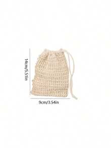 1/5/10 pièces Pochette de savon, Sac de savon en sisal avec cordon de serrage, Sac de savon de douche noué pour moussage et séchage, Accessoires de salle de bain Rentrée scolaire - Beige - Voir 5