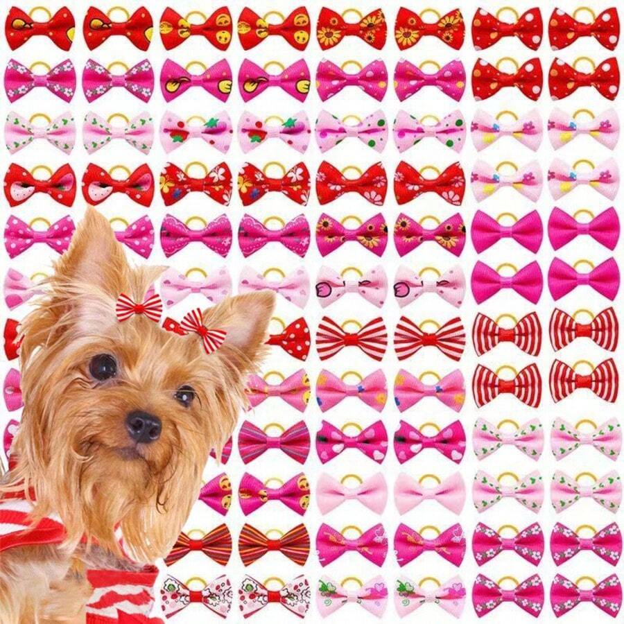 20/30PCS Pet Bow Hair Accessories, Assorted Colors & Styles, Suitable For Cats, Small Dogs (Maltese, Yorkie, Shih Tzu), Tie Up Pet Hair, Make Your Pets More Adorable - Multicolor - View 1