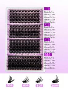 20 Rows And 400 Clusters Of D-Shaped Curly Eyelash Clusters DIY Eyelash Clusters Natural Appearance, Intelligent, Super Soft, Reusable Segmented False Eyelashes 30D+40D+50D+60D+80D+100D, Suitable For Beginners To Use At Home Or On The Go 8-16mm