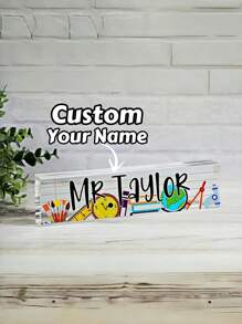 1pc Custom Desk Name Plate Plaque, Teacher Appreciation Gift ,Personalized Acrylic Teacher Name Sign, Teacher Name Sign Back To School Teacher Gift,Office Workers, School Opens Or Birthday Gift, Back-To-School Gift