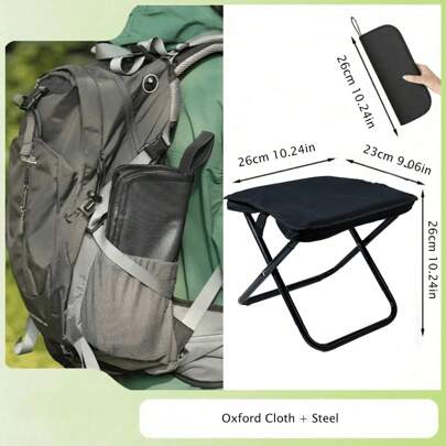1pc Outdoor Folding Chair, Portable Stool For Outdoor Camping Travel Vacation And Fishing, Small Stool With Adjustable Zipper