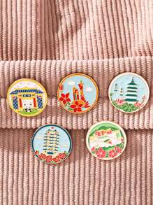 11 pièces Broche paysage touristique de ville, insigne créatif en alliage de scène de ville de voyage national, souvenir touristique, accessoire d'épinglette pour vêtements, sac, sac à dos pour l'école