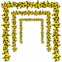 Künstliche Sonnenblumen Girlande mit hängenden Sonnenblumen Ranken und grünen Blättern, Seidenblumen für Haus Zimmer Küche Garten Hochzeitsbogen Braut Baby Shower Party Outdoor Deko medium