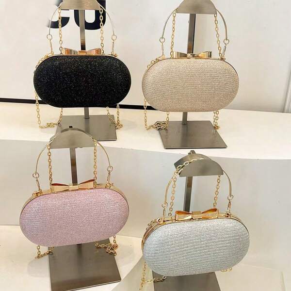 1pc Rhinestone Chain Handbag Clutch Purse, Luxury Sparkly Mini Square Bag For Party, Elegant