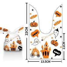 50 Pieces Halloween Rabbit Ear Snack Bag Halloween Rabbit Ear Candy Gift Bags Rabbit Goody Bags Halloween Bags Party Supplies - Haunted Castle - View 7