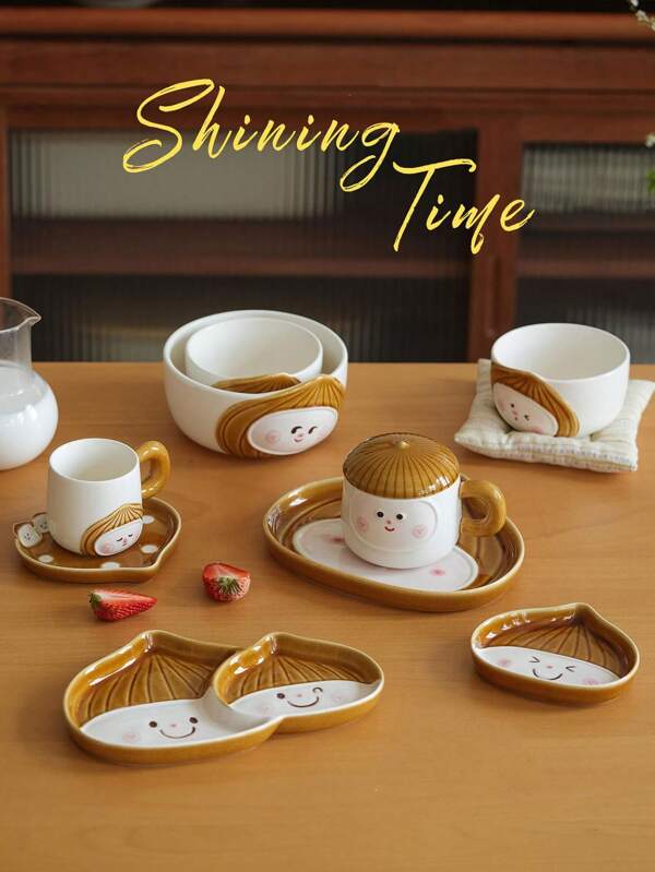 1 Set Nordic Style Ceramic Coffee Mug Set, 175ml/271ml With Saucer, Creative Design, Suitable For Daily Use And Cafe, Ideal Choice For Espresso, Latte, Cappuccino