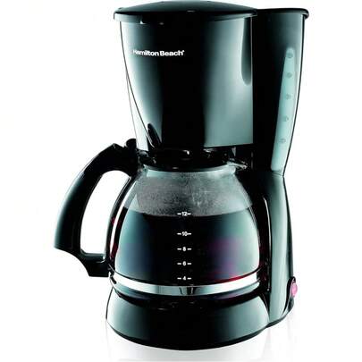 cafetera de goteo Hamilton Beach para 12 tazas, jarra de vidrio, fácil de usar, café caliente en minutos