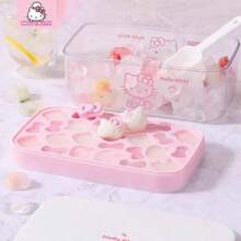 Sanrio 4PCS Sanrio Hello Kitty Covered Silicone Ice Tray - Cute Cartoon Cat And Bow Shaped, Flexible DIY Ice Mold, Suitable For Fun And Creative Snacks, Pink Ice Cubes, Suitable For Festivals And Special Occasions