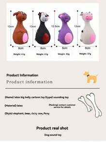 PETSIN 1 pieza Juguete de látex para perros resistente a mordeduras con sonido - Adorable juguete de masticación con diseño de cachorro de dibujos animados, ¡Esencial diversión para mascotas! Estilo de dibujos animados, multicolor, forma de hueso, detalles, función de chillido, excelente para juego diario/entrenamiento/celebración de festividades