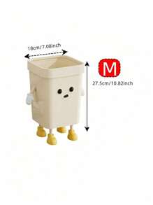 1pc Large Bathroom Trash Can, Cream Style Garbage Bin, High-End Appearance For Living Room, Bedroom, Kitchen, Toilet, Large Size Cartoon Creative Cute Waste Bin