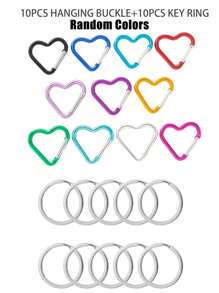 10 pièces/20 pièces Porte-clés pince en forme de cœur en alliage d'aluminium, clips pression en forme de cœur avec anneau porte-clés pour usage extérieur, voyage, promenade, hamac, laisse pour chien, porte-bouteille d'eau, fournitures, rose