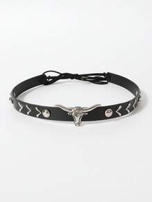 1 件波西米亚涤纶绳铆钉仿皮西部牛仔帽，街头风格，遮阳防紫外线，时尚多穿，DIY 配饰，适合春、夏、秋季 - 一字頂 - 查看 6