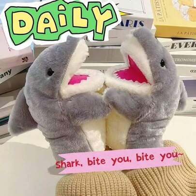 1pc Shark Hand Puppet Plush Doll, Cute Interactive Cloth Doll, Big Mouth Shark Puppet Set, Best Gift For Couples, Suitable For Various Holidays