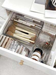 12 szt./6 szt./4 szt./2 szt. Szuflada/pudełko na kosmetyki na biurko, przezroczyste pudełko do przechowywania w komodzie, antypoślizgowe wielokomorowe przechowywanie biżuterii i małych przedmiotów, wykwintne pudełko do przechowywania