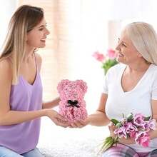 1PC Rose Bear Valentine's Day Mother's Day Best Gift For Friends' Wedding Anniversary Birthday Handmade Teddy Bear Cute And Romantic Eternal Flower Bear(NO Gift Box) - Baby Pink - View 8