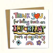 1 Stück bunter Dankeskarte mit Umschlag, "Danke, dass du ein Teil meiner Geschichte bist" Karte, Danksagungskarte für Lehrer, beste Freundin, Mentor, Jahresendfeierlichkeiten