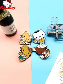 Sanrio , 4 peças, fofo, desenho animado, anime japonês, gato criativo  KT, broche de metal, distintivo decorativo pingando óleo, acessórios de alfinete de liga, broche de esmalte fofo, adequado para bolsas, roupas, etc. Mochila escolar