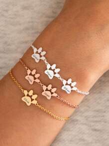 S925 Sterling Silver Custom Pet Paw Name Bracelets - Personalized Gift For Pet Lovers, Cat/Dog Moms/Dads, Sisters, Friends & Self - Ideal For Birthday, Gotcha Day, Pet Memorial, Daily Cute Style & Heartwarming Moments