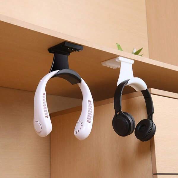 1/2pcs No-Drill Computer Headphone Wall Mount Hanger, Creative Dormitory Adhesive Gaming Headset Holder Rack