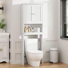 JAMFLY 66" Over The Toilet Storage Cabinet , Bathroom Cabinet With Adjustable Shelves And Open Cabinet With Anti-Tip Device,  Toilet Furniture, Freestanding Shelves For Bathroom Above Toilet, Space Saving Large Above Toilet Cabinet - 白色 - 查看 5