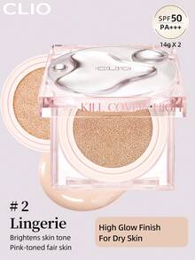 Clio K-Beauty KILL COVER 高光澤氣墊粉底霜 14g*2 [含補充裝] SPF50+ PA++++，適合乾性肌膚，高光澤妝感，全遮瑕，72小時長效持妝，貼膚無粉感，輕盈可疊加遮瑕 - # 2 LINGERIE - 查看 2