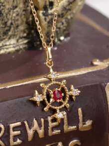 1 pieza Colgante de collar de plata de ley S925 con forma de sol hueco y circonita, diseño elegante y retro para mujer, versátil para uso diario, regalo para festivales y fiestas