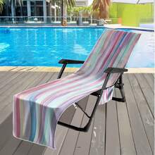 1pc Foldable Beach Chair Cover That Can Be Folded Into A Shoulder Bag, With Pockets On The Side To Hold Glasses And Phones. Suitable For Beach Chairs, Towels, Swimming Pool Chairs, Sunbathing, Ocean, Beach, Hotel, Easy To Carry. - Multicolor - View 4