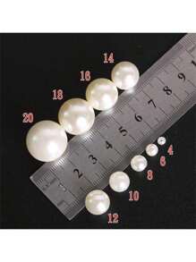 3-14mm ABS Faux Pearl Beads With Hole, Loose Round Craft Beads For Jewelry Making, DIY Handmade Needlework Faux Pearl Necklace Bracelet 8 Size White Beige