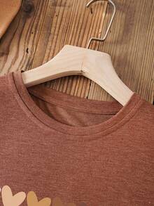 PLAYERA DE DAMA  OVERSIZE  CORAZONES CAFÈS CASUAL IDEAL PARA GYM O VERANO