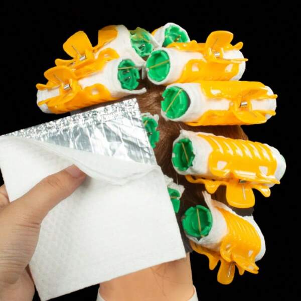 Evan Heat-Resistant High-Temp Silicone Coated Cotton | Digital Ceramic Heat-Insulating Cotton | Salon-Use Pneumatic Cotton Pad Set, No-Mark Foil Clips | Color-Changing High-Pressure Bar Heat-Insulating Cotton | Detachable Heat-Preserving Stick