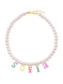 Collar personalizado con inicial de nombre en forma de gota de óleo de colores, collar de acero inoxidable con piedra natal, collar con dije de clip de papel, regalo para ella en Navidad/Día de San Valentín