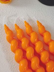 4pcs Spiral Halloween Home Decoration Aromatherapy Candles, Including Scented Candle Set, Christmas Slim Candle Center Decoration - Orange - View 7