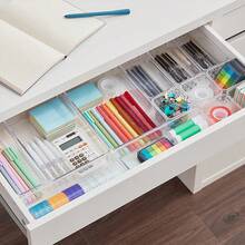 18/24/25pcs Clear Plastic Drawer Organizer Set, 4 Sizes Multifunctional Bathroom And Vanity Drawer Organizer Trays, Makeup, Kitchen And Office Storage Box  Decorations   Autumn Decor Festival Decor Room Decor Home Decor Fall Decor Bedroom Decor - trắng - Xem 6
