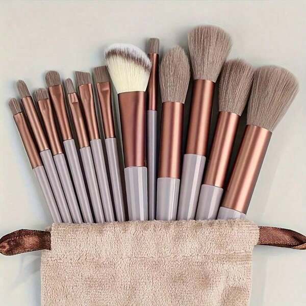 Christmas Limited Edition Premium 13 Soft Makeup Brushes Set With Perfect Soft Pouch - Premium Makeup Tools, Made Of High Quality Fibers, Girly Fashion Items, Christmas Gifts - Women'S Gifts