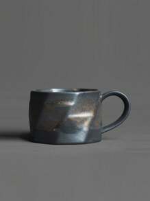 1pc 200ml Ceramic Retro Handmade Personal Coffee Cup, Home Use Coarse Pottery Creative Milk Tea Cup, Japanese Handcraft Coffee Mug, Afternoon Tea Cup, Ceramic Mug, Asymmetrical Mug Nordic Style