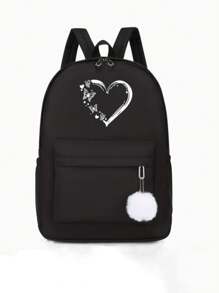 1pc Back To School Season Backpack, Cute Fresh Sweet Love Pattern Large Capacity Backpack, Fashionable And Versatile Love Butterfly Printed Casual Backpack, Casual Fashion Very Suitable For Traveling Outings School Bags. Large Capacity, Suitable For Work, Commuting, Work, Business Trips, Shopping, School, Vacation, Outdoor Leisure Sports, Travel, Shopping And Other Daily Use, Birthday Gifts For Friends. With Pendants.