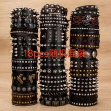 Juego de 6 piezas/12 piezas/18 piezas de pulseras vintage estilo minimalista punk para hombre