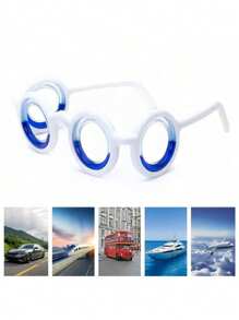 1pc Detachable & Portable Anti-Motion Sickness Glasses, For Adults & Elderly, Scientific Anti-Seasickness, Anti-Car Sickness, Anti-Gaming Dizziness, Surprise Gift, Soft Frame Material, Comes With Anti-Slip Silicone Fixator Halloween