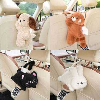 1 Stück süßer Hund Stofftier Taschentuchbox, Hängende Auto Papierhandtuchspender, Cartoon Auto Innenraum Zubehör