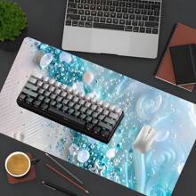 Alfombrilla de ratón azul con estrellas de purpurina, alfombrilla de escritorio grande con borde cosido, base de goma antideslizante, accesorio de escritorio, almohadilla para teclado para decoración del hogar y la oficina, como regalo de Navidad, Halloween para mujeres, novias, hombres y amigos, tamaño 35,4x15,7 pulgadas