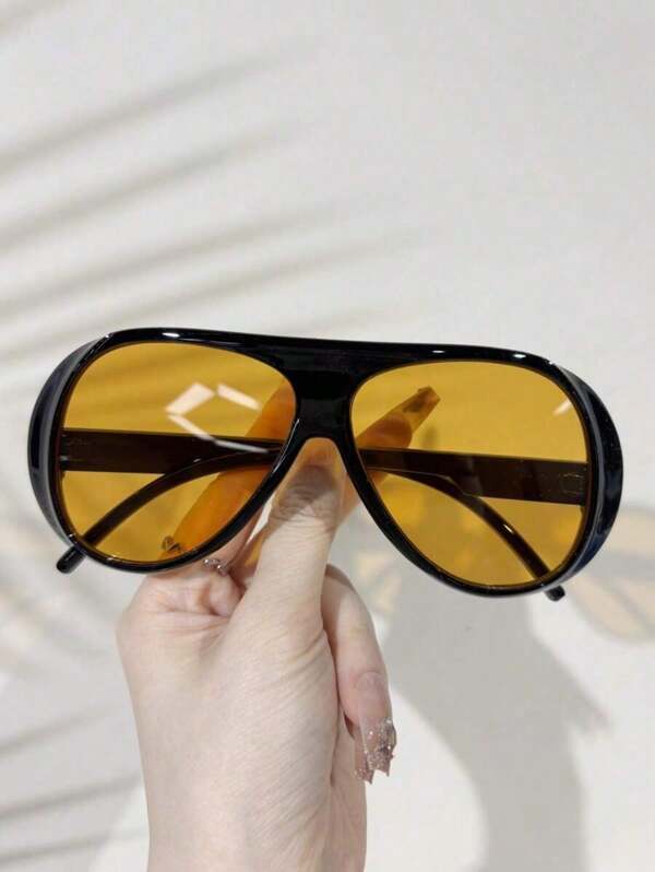 1PC New Vintage Design Oversized Square Fashion Glasses, High-End Street Style Party Festival Everyday Casual Eyewear Beach Accessories For Women Glasses Shades For Summer Beach Vacation,Outdoor,Travel