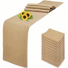6 Pack Natural Burlap Table Runners,12 X 72 Inch Rustic Jute Table Runner And Placemats Bulk For Western Wedding Table Decorations,Farmhouse Style Party,Holiday,Kitchen Coffee Table Decor Cover - 12 包 12x90 英寸 - 查看 1