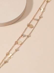 1pc Multi-Layer Heart Bell Tassel Anklet, Versatile Beach Travel Accessory For Women - Yellow Gold - View 4