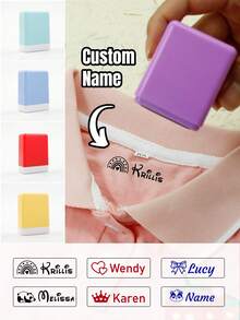 Customized Name Stamp, Back To School Supplies, Personalized Name Stamp, Cartoon Pattern Signature Stamp, Customizable Stamp, Customized Student Stationery Gift, Birthday Gift, Multiple Colors, 3 Ink Colors, Cute, Multipurpose, Reusable, Envelopes, Backpacks, Invitations, Napkins, Anniversary, Teacher, Son - Style a - View 12