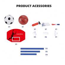2-In-1 Kids Basketball Hoop & Football Goal Toys, Indoor & Outdoor Sports Interactive Parent-Child Activities