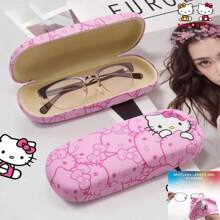 Sanrio 1pc Hello Kitty Pink Glasses Case, Cute Cartoon Print Design, Durable PU Leather, Scratch Resistant Glasses Storage Box, Portable Cute Glasses Storage Box, Suitable For Schools And Offices, Perfect For Returning To School Gifts, Compact Organizing Box, Suitable For Office Workers