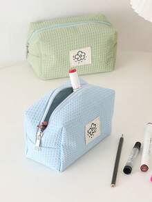 1 Pieza Estuche de lápices de burbuja simple, diseño de logotipo de flor hermosa, estuche de lápices portátil para almacenamiento de artículos de oficina y escolares, regalo de regreso a la escuela para amigos, útiles escolares, mochila escolar - Multicolor - Ver 4