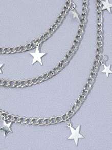 1 Stück Punk-Stil minimalistischer, vielseitiger Pentagramm-Anhänger mit Quaste, Mehrschicht-Taillenkette/Hosenträger, geeignet für den täglichen Gebrauch von Männern und als Streetstyle-Accessoire