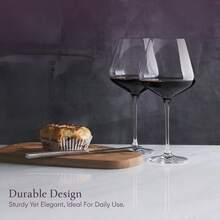 YQQ WHOLE HOUSEWARES Wine Glasses Set Of 4 Hand Blown Italian Style Crystal Clear Glass With Stem Red Wine Glass LeadFree Premium Glasses Gift Sets 25 Oz - 清除 - 查看 6